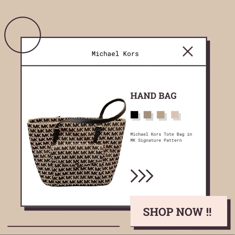 Michael Kors tote bag/ handbag MK signature pattern dimensions: 14.5”W x 10.5”L